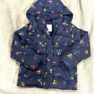 GAP Kids Floral Puffer Jacket - Navy